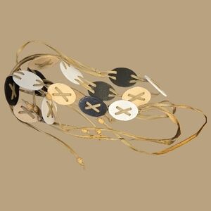 Brown, White, and Tan Women's Tie Up Belt One Size Vintage